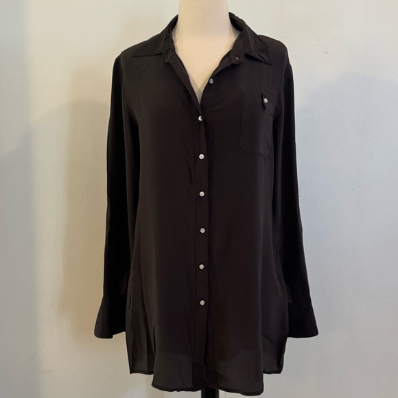 Lia Kes Open Back Backless Silk Button Down Dress or Shirt Small - Picture 5 of 8